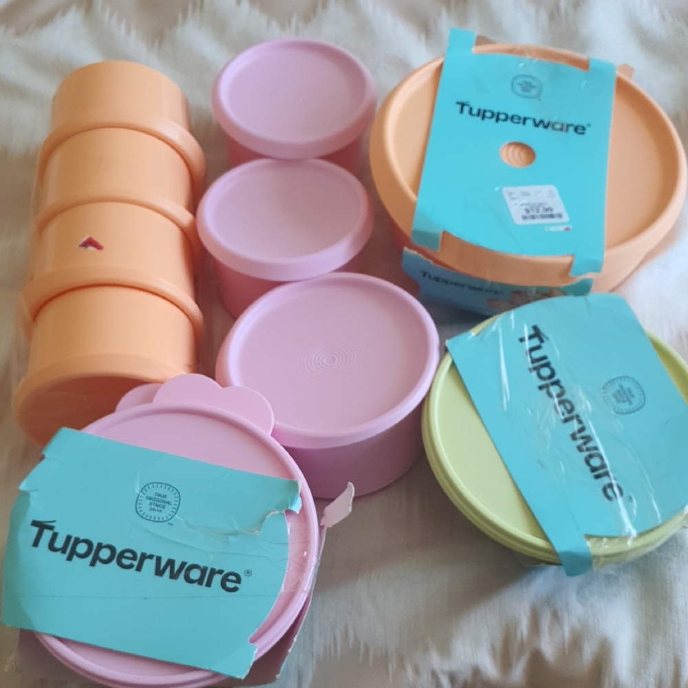 15 Tupperware Colorful Container Set - Pink, Peach, and Green